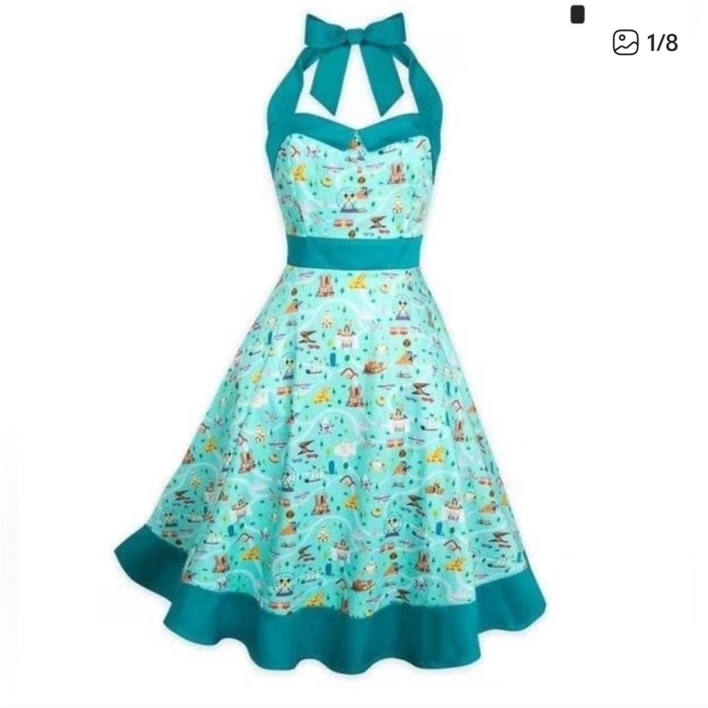 Rare Disney Blue Icon Park Life Halter Dress